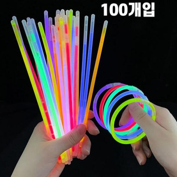 야광스틱 팔찌 100개입 세트 야광막대 형광 야광팔찌 응원 할로윈 파티 클럽 콘서트 야광밴드 야광봉 안전용품