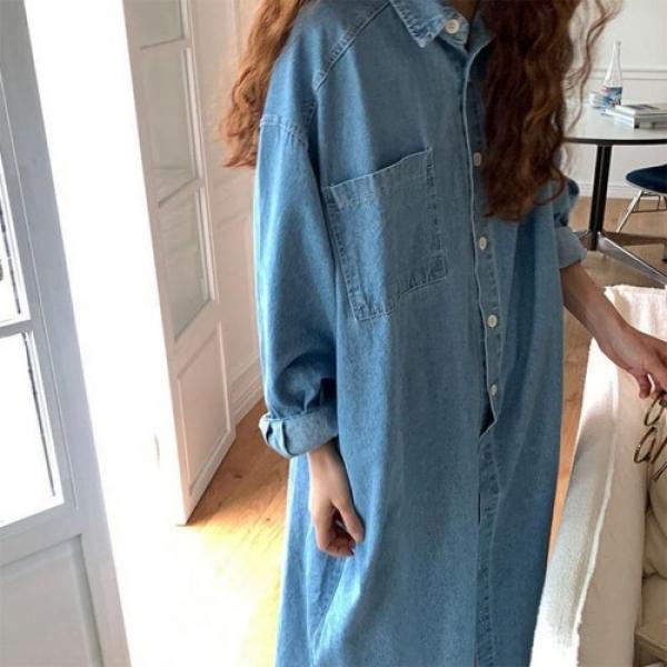 데님 셔츠원피스 루즈핏 캐주얼 롱원피스