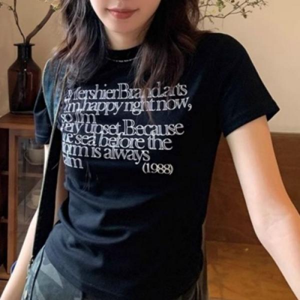 레터링 슬림 반팔티