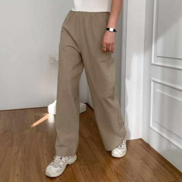 린넨 밴딩 롱 슬랙스