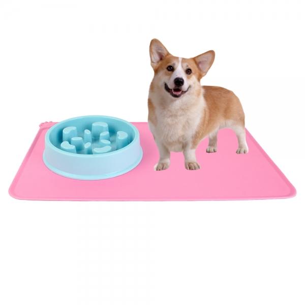 강아지 고양이 식기 미끌림방지 매트 핑크