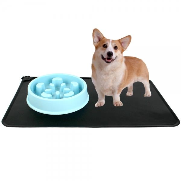 강아지 고양이 식기 미끌림방지 매트 블랙
