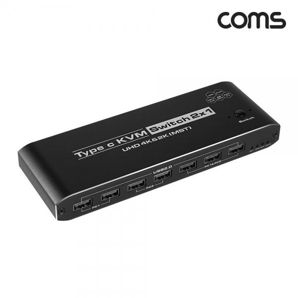 Coms C타입 KVM 2포트 듀얼모니터 스위치 선택기 HDMI DP PC 2대 제어 4K 60Hz OU959