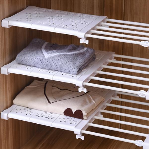다용도 압축 선반 길이조절 베란다 옷장 틈새 선반 세탁실 무타공 정리대