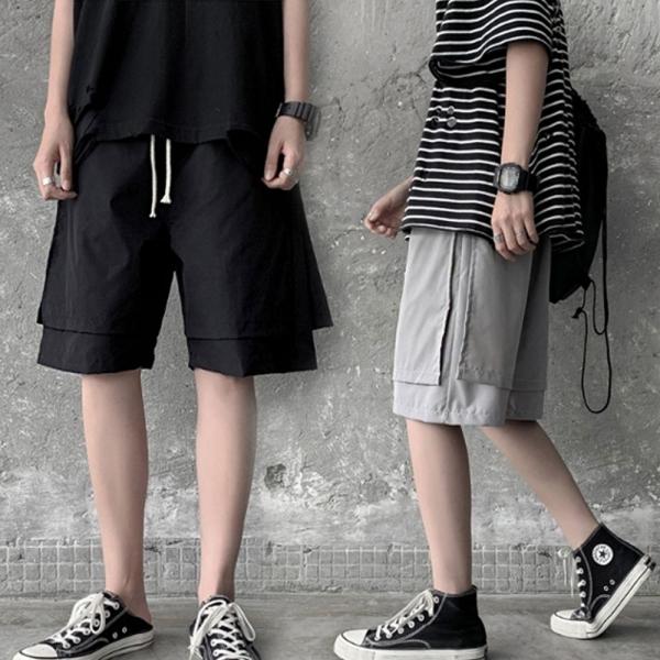 캐주얼 남자 외출 바지 레이어드 스타일 편한 반바지