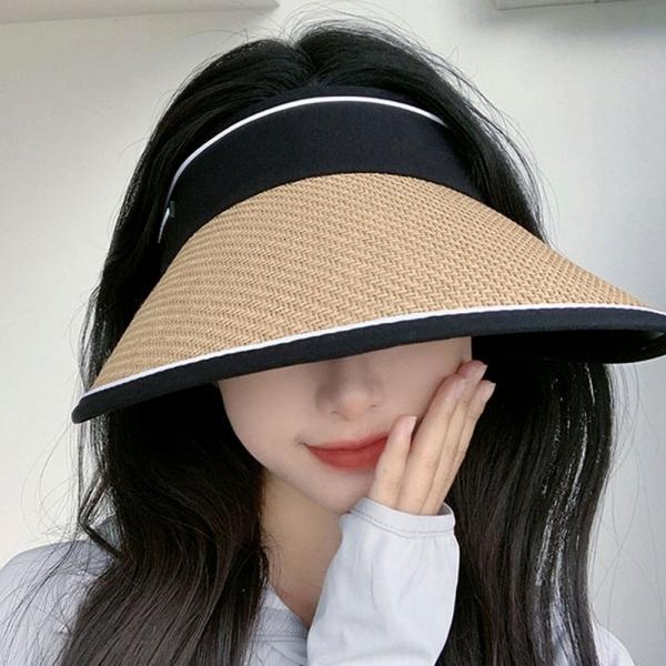 고급 라탄 햇빛 자외선 차단 휴대용 돌돌이 여자 선캡