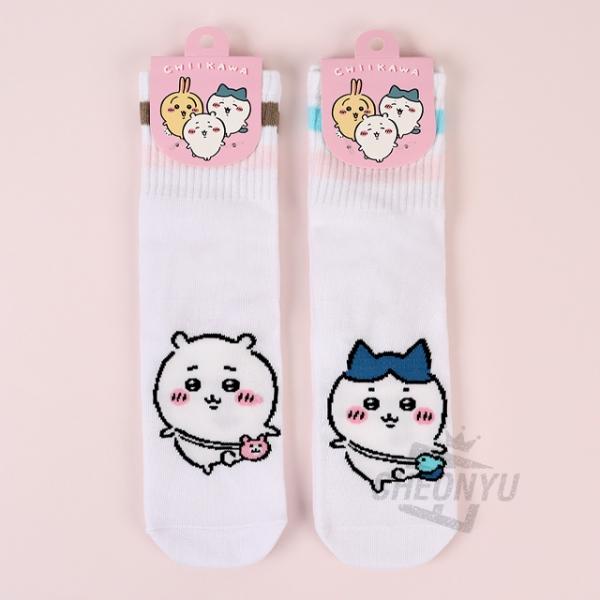 치이카와 스트라이프 중목 양말