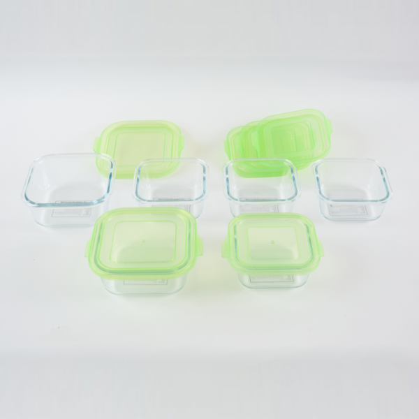 오븐 글라스 내열유리용기 정사각 6종세트 밀폐용기