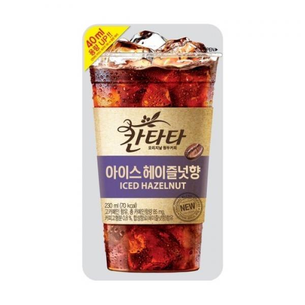 롯데칠성 칸타타 아이스 헤이즐넛향 230ml x10봉지(곽) 파우치 커피