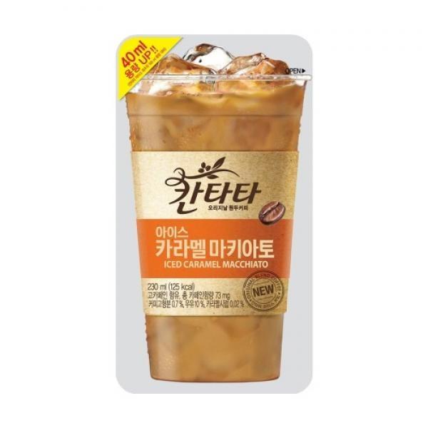 롯데칠성 칸타타 아이스 카라멜마키아토 230ml x10봉지(곽) 파우치 커피