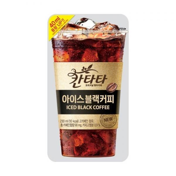 롯데칠성 칸타타 아이스블랙커피 230ml x10봉지(곽) 파우치 커피