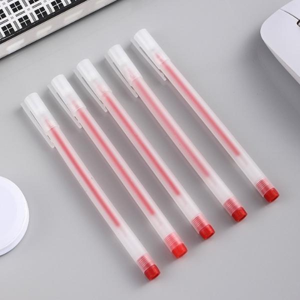 클리어 중성 젤펜 100p세트(0.5mm) (레드) 학생볼펜
