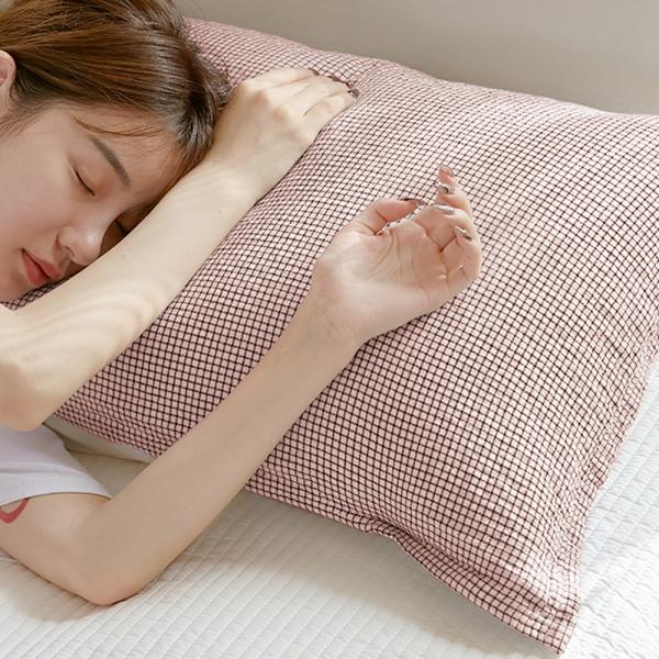 슬림핏 밴딩 순면 베개커버(핑크) 밴드베겟잎