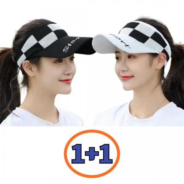 1+1 여성골프모자 여름 골프 썬캡 체크 챙넓은 모자 (2개세트)
