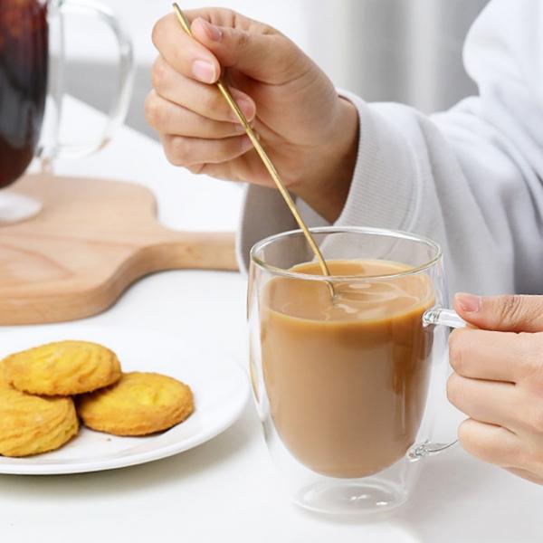 러브이츠 이중 유리컵 내열 홈카페 주스잔