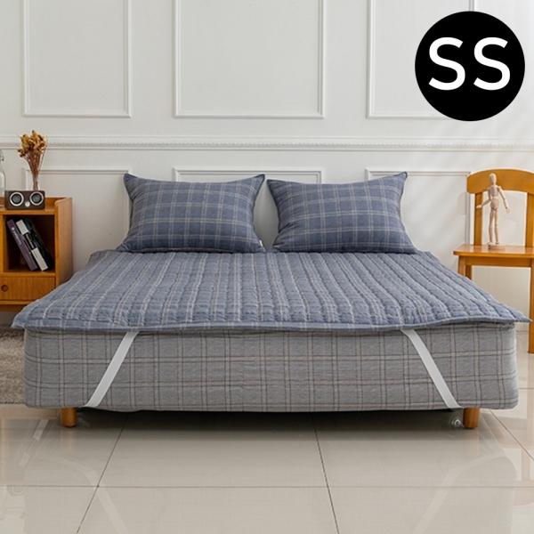 해피니 침대패드 베이직체크 마이크로모달 침대 밴딩 패드 슈퍼싱글 SS (블루)