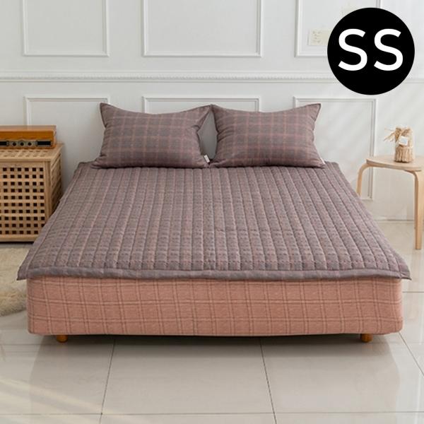 해피니 침대패드 베이직체크 마이크로모달 침대 밴딩 패드 슈퍼싱글 SS (브라운)