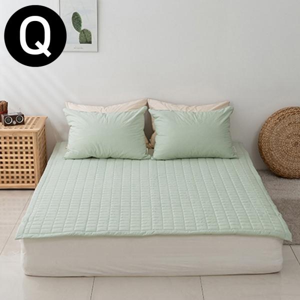 해피니 크림 순면 60수 패드 퀸 Q (그린) (카페트겸용)