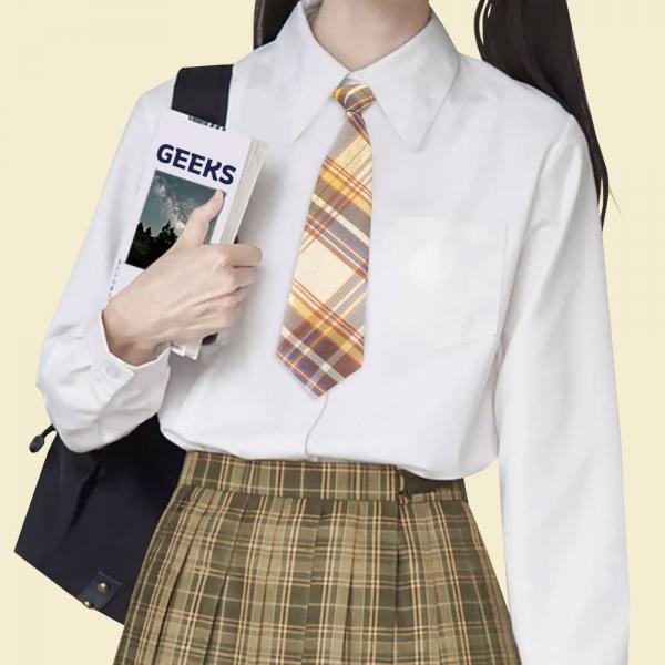 교복 체크 자동 넥타이(옐로우)