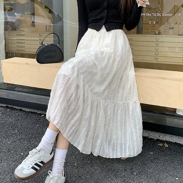 코디피셜 미리내 일자 프릴장식 허리밴드 롱스커트 