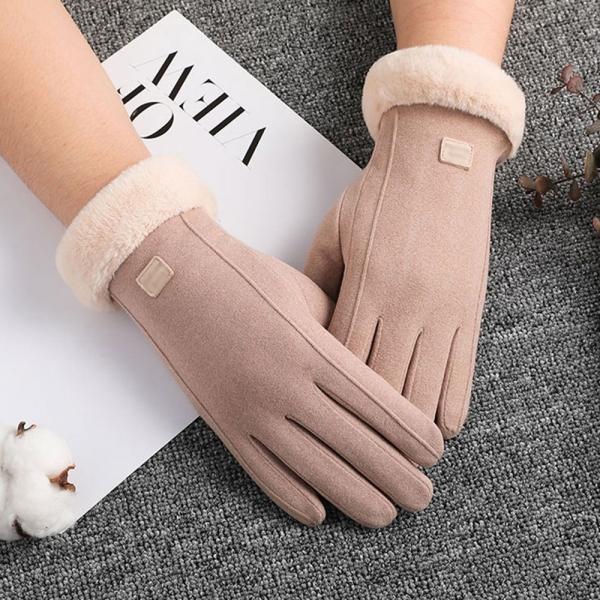 따뜻한 보온성 스마트 폰 터치 여성 겨울 장갑 베이지
