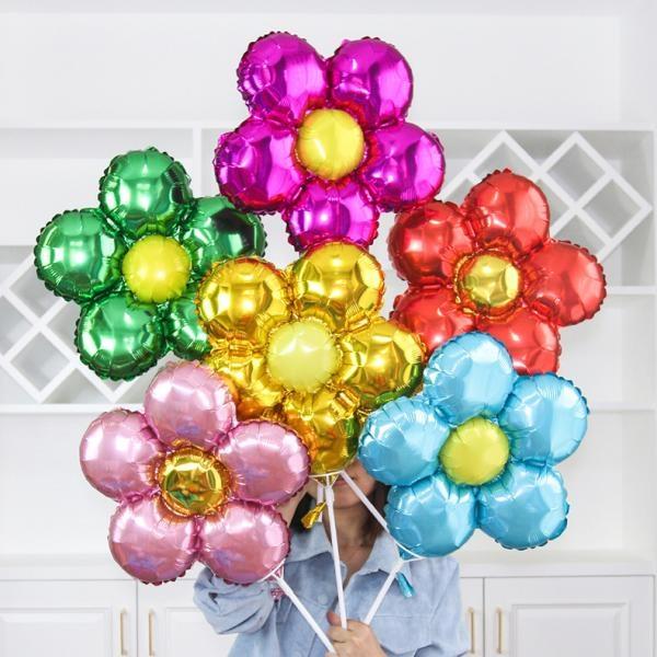 기념일 생일 홈 파티 장식 꾸미기 꽃 모양 컬러 은박 호일 풍선 30cm M09931