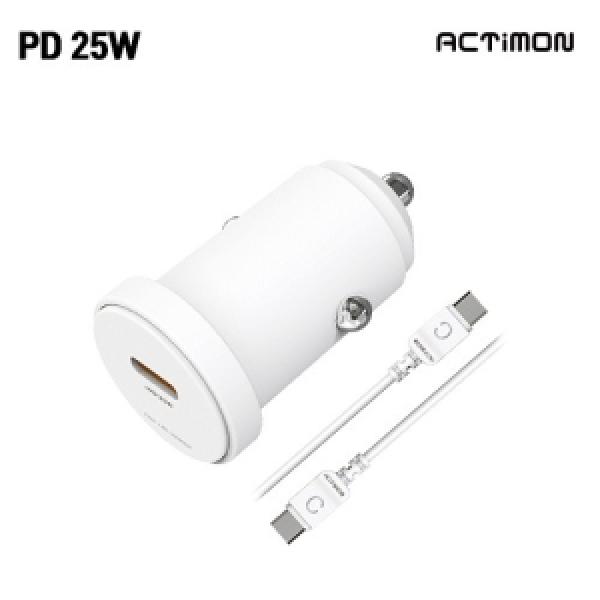 차량용 충전기 액티몬 차량용 PD 25W 초고속 충전기 C포트 1구 C to C 케이블 포함