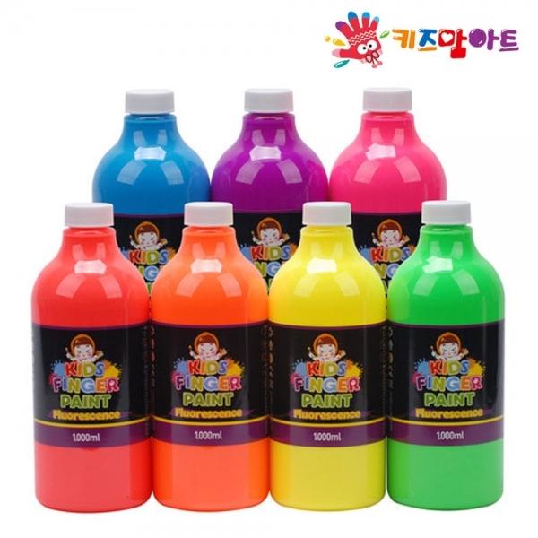 키즈맘아트 미술놀이 핑거페인트 형광색 1000ml x 7색 세트