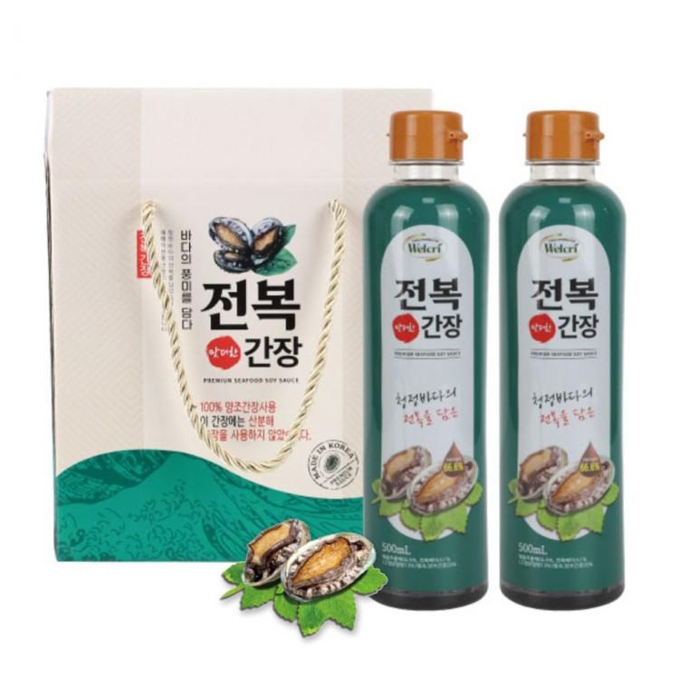 웰크리 맛더한 전복 간장 500mlx2개 1세트 어간장 만능 맛간장 선물세트 추석 명절