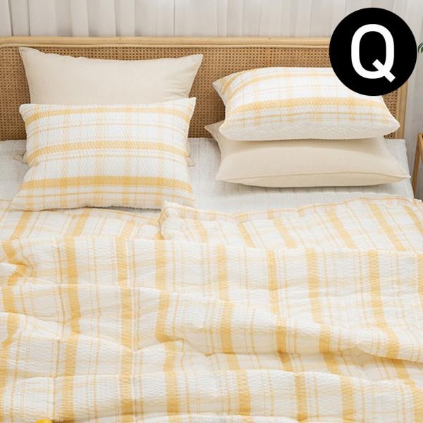 해피니 샤브레 여름 간절기 이불 패드세트 슈퍼싱글 Q (옐로우) (베개솜 별매)