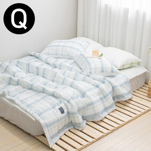 해피니 샤브레 여름 간절기 이불 패드세트 슈퍼싱글 Q (블루) (베개솜 별매)