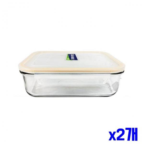 직사각 내열 강화유리 밀폐용기 2000ml x2개 보관