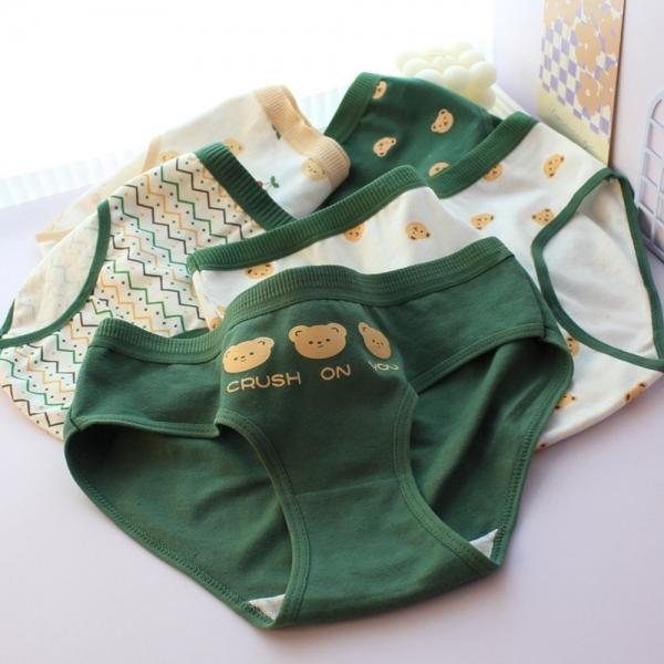 학생 귀여운 곰돌이 면 여성 팬티 5종 세트