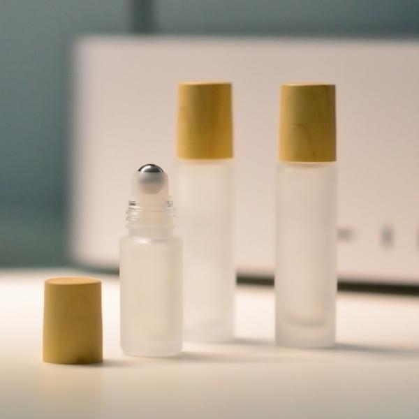휴대용 소분 우드무늬 유리 롤온 공병 용기 10ml