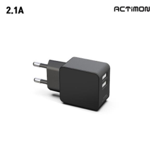 가정용 충전기 2.1A USB2포트 엑티몬 가정용 충전기 2.1A USB 2포트 MON-212-T1 케이블 미포함