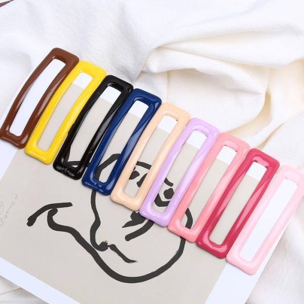 스퀘어 컬러 똑딱삔 집게핀 헤어핀 앞머리삔