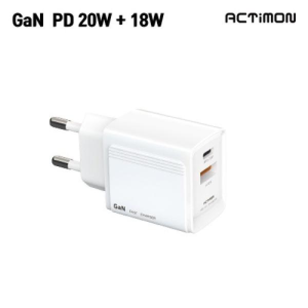 PD20W 충전기 C타입 2포트 케이블 미포함 엑티몬 가정용 GaN PD 20W 충전기 2포트 케이블 미포함 MON-PD20W-CU-T1