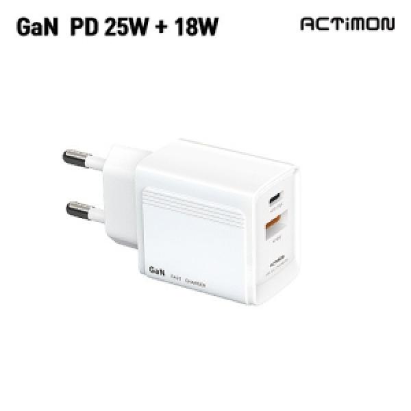 가정용 GAN PD25W 충전기 2포트 엑티몬 가정용 GaN PD 25W 충전기 2포트 케이블 미포함 MON-PD25W-CU-T1