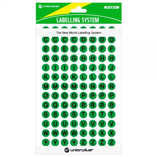 유니온 스티커 원형스티커 알파벳 컬러스티커 9mm (그린) (UL320G) (8매입) 리뷰스티커 서비스스티커 칭찬스티커