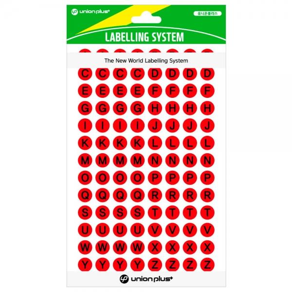 유니온 스티커 원형스티커 알파벳 컬러스티커 9mm (레드) (UL320R) (8매입) 리뷰스티커 서비스스티커 칭찬스티커