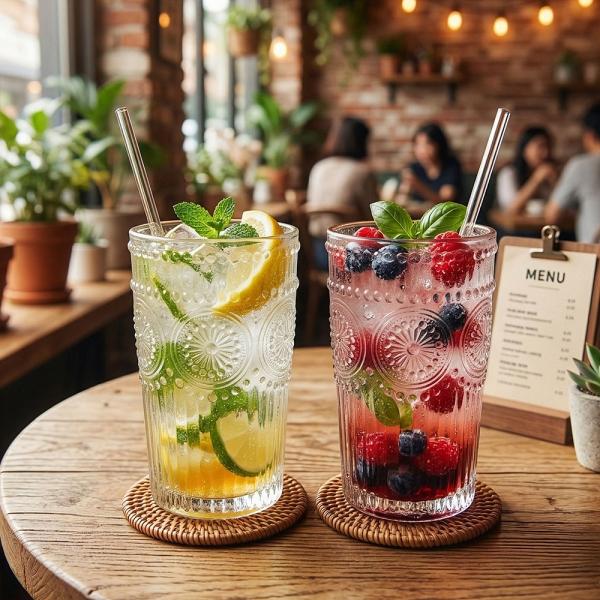 양각무늬 내열유리 유리컵 유리잔 양주잔 물컵 380ml