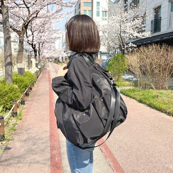 OP_M2405 데일리 가벼운 투포켓 블랙 빅 숄더백