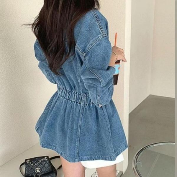 허리스트링 데님 자켓