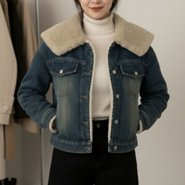양털카라 데님 자켓
