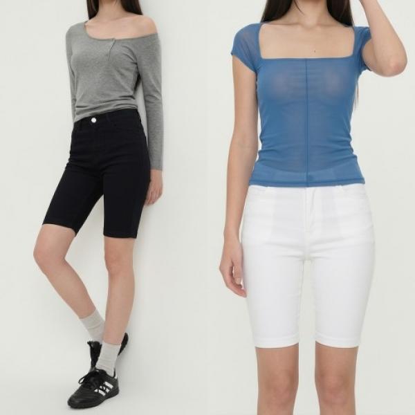 여성 라인 쫀쫀 스판 5부 반바지