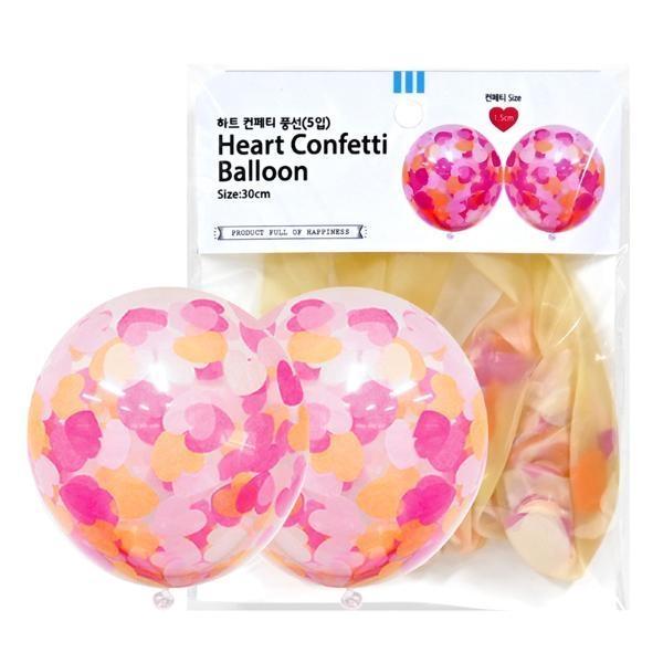 30cm 하트 컨페티 풍선 5입