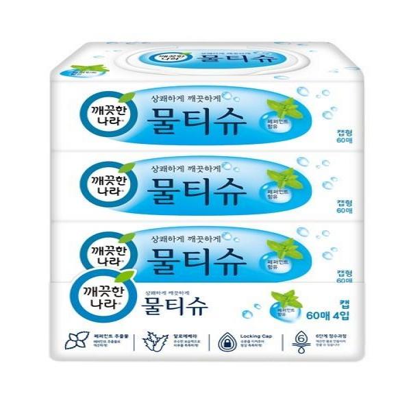 깨끗한나라 물티슈 캡형 60매 x 6개입