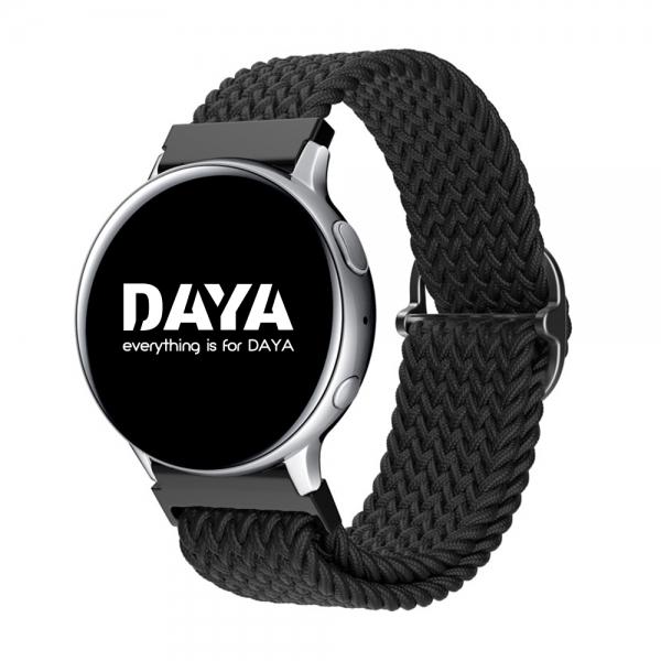 DAYA 갤럭시워치 5 4 3 스트랩 20mm 브레이드 버클 블랙 솔로루프 밴드 스트랩