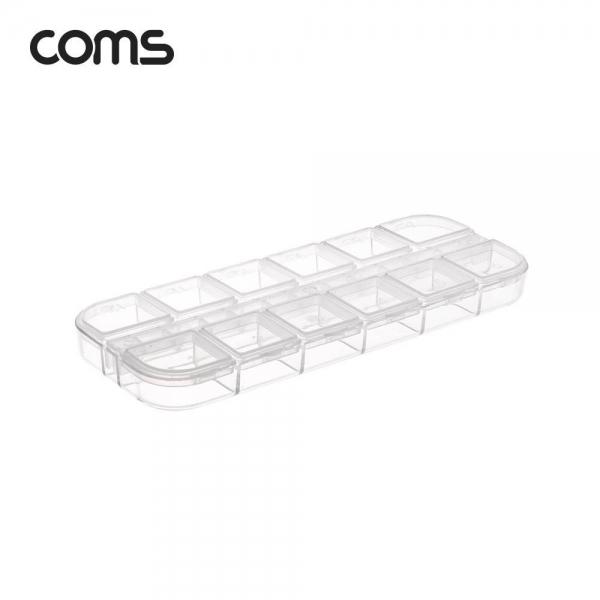 Coms 휴대용 알약 케이스 12칸 다용도 수납함 보관함 12분배 투명 BB590