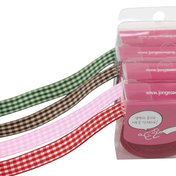 글로벌이지 라라뷰 롤리본) 체크 리본 4종 15mm/10yd